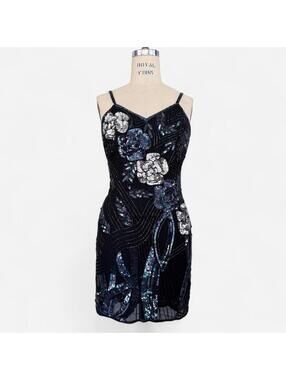 Carina Vintage Beaded Sequin Mini Dress Women’s S
